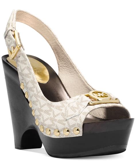 michael kors logo charm sling-back leather wedge|NIB Michael Kors Open Toe Platform Slingback Wedge Sandals.